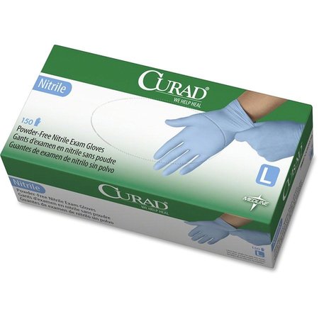 CURAD Powder-free Nitrile Disposable Exam Gloves, Blue, L, 150 PK MIICUR9316